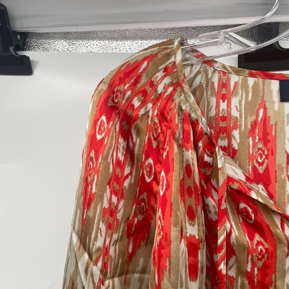 Jones New York Womens Print Top Long Sleeve Tie Neck Multicolor Size Small - Picture 5 of 9